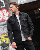 16oz Non-Selvedge Denim CPO Shirt - Superblack (Fades To Grey)