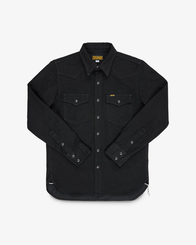 14oz Selvedge Denim Western Shirt - Black/Black