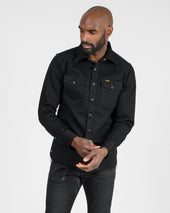 14oz Selvedge Denim Western Shirt - Black/Black