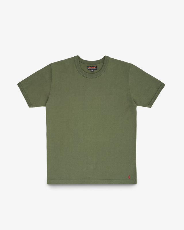 11oz Cotton Knit Crew Neck T-Shirt - Olive