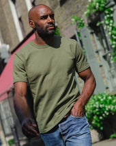 11oz Cotton Knit Crew Neck T-Shirt - Olive
