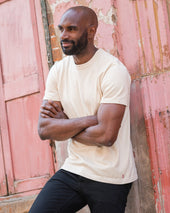 11oz Cotton Knit Crew Neck T-Shirt - Cream