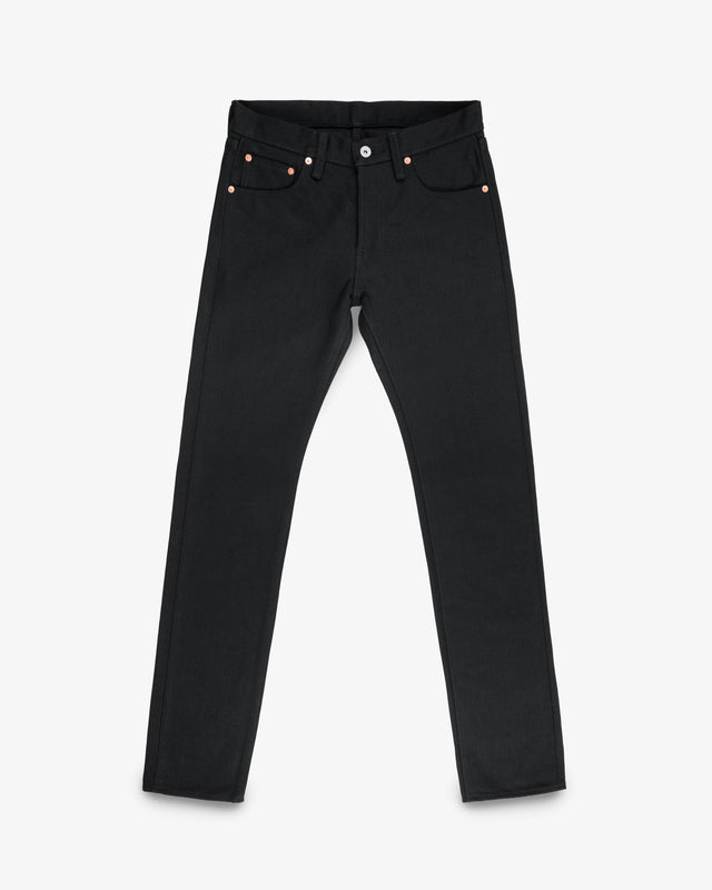 21oz Selvedge Denim Slim Tapered Cut Jeans - Superblack Non-Fade