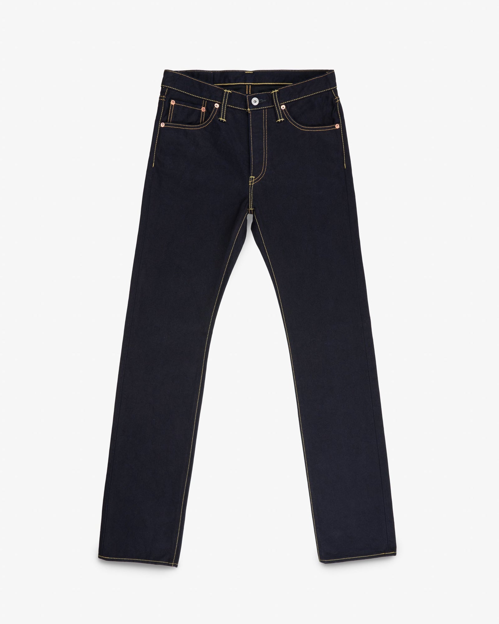 14oz Selvedge Denim Slim Straight Cut Jeans - Indigo/Black