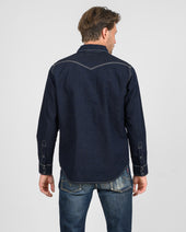 7oz Cotton Linen Chambray Western Shirt - Indigo