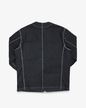 10.5oz Herringbone Collarless Chore Jacket - Black Overdyed Black