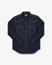 7oz Cotton Linen Chambray Western Shirt - Indigo