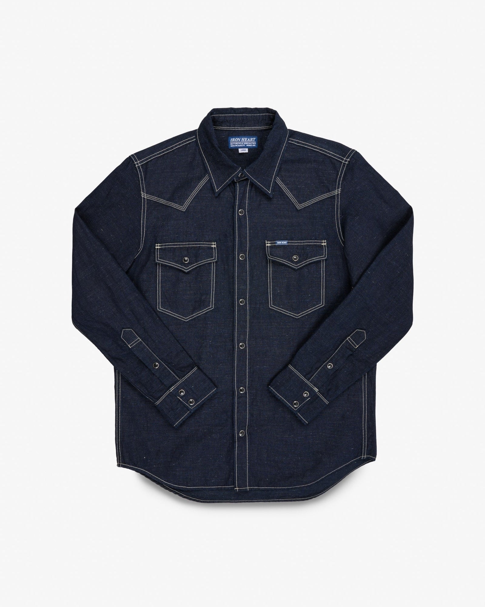 7oz Cotton Linen Chambray Western Shirt - Indigo