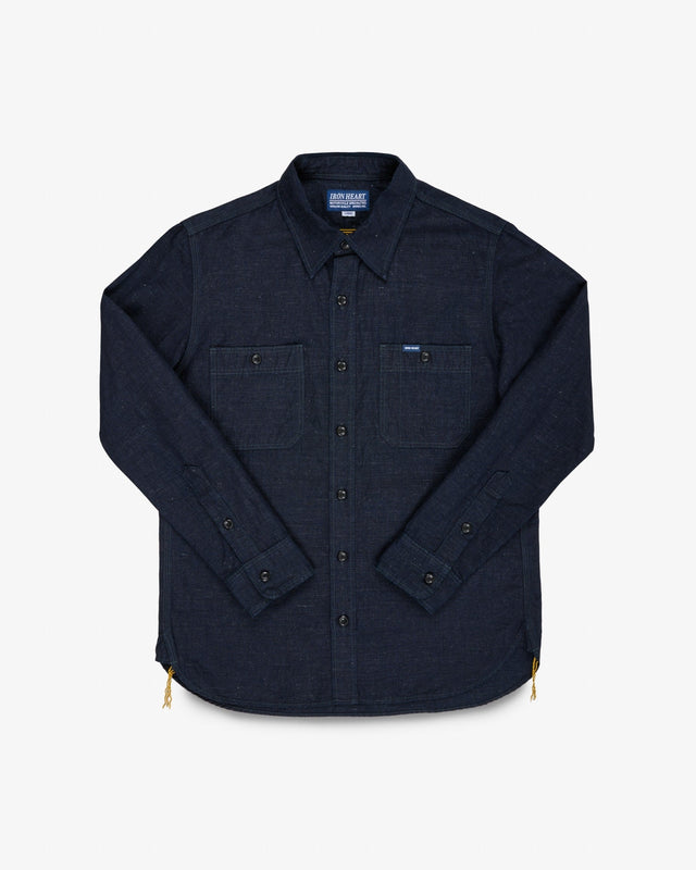 7oz Cotton Linen Chambray Work Shirt - Indigo