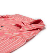 Come Up To The Camp Shirt In Coral And White Striped Cotton Poplin