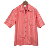 Come Up To The Camp shirt in coral and white striped cotton poplin