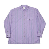 Come Up To The Studio Shirt In Lilac And Green Striped Cotton Voile