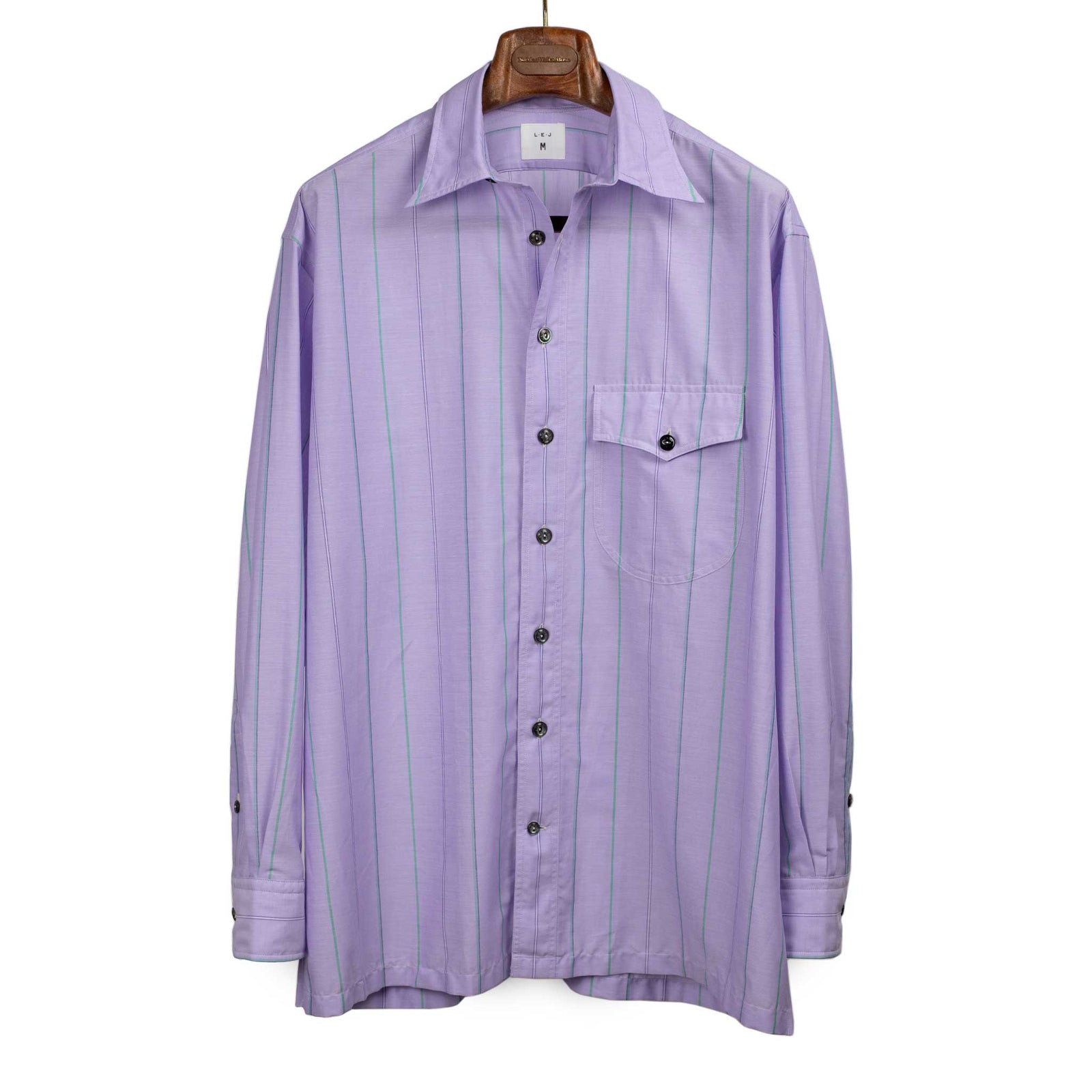 Come Up To The Studio Shirt In Lilac And Green Striped Cotton Voile