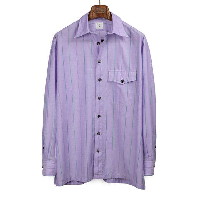 Come Up To The Studio shirt in lilac and green striped cotton voile
