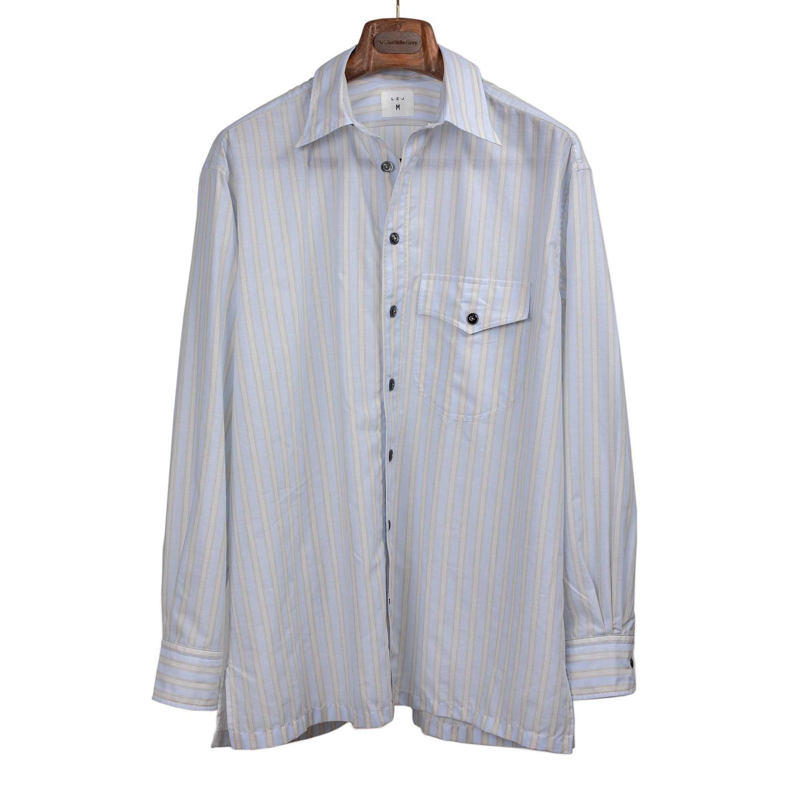 Come Up To The Studio Shirt In Light And Tan Striped Cotton Voile