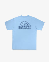 7.5oz Printed Loopwheel Crew Neck T-Shirt - Sax Blue