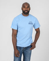 7.5oz Printed Loopwheel Crew Neck T-Shirt - Sax Blue