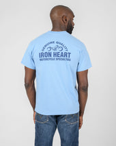 7.5oz Printed Loopwheel Crew Neck T-Shirt - Sax Blue