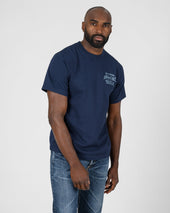 7.5oz Printed Loopwheel Crew Neck T-Shirt - Navy