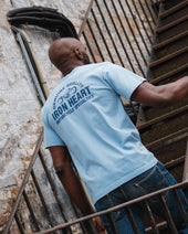 7.5oz Printed Loopwheel Crew Neck T-Shirt - Sax Blue