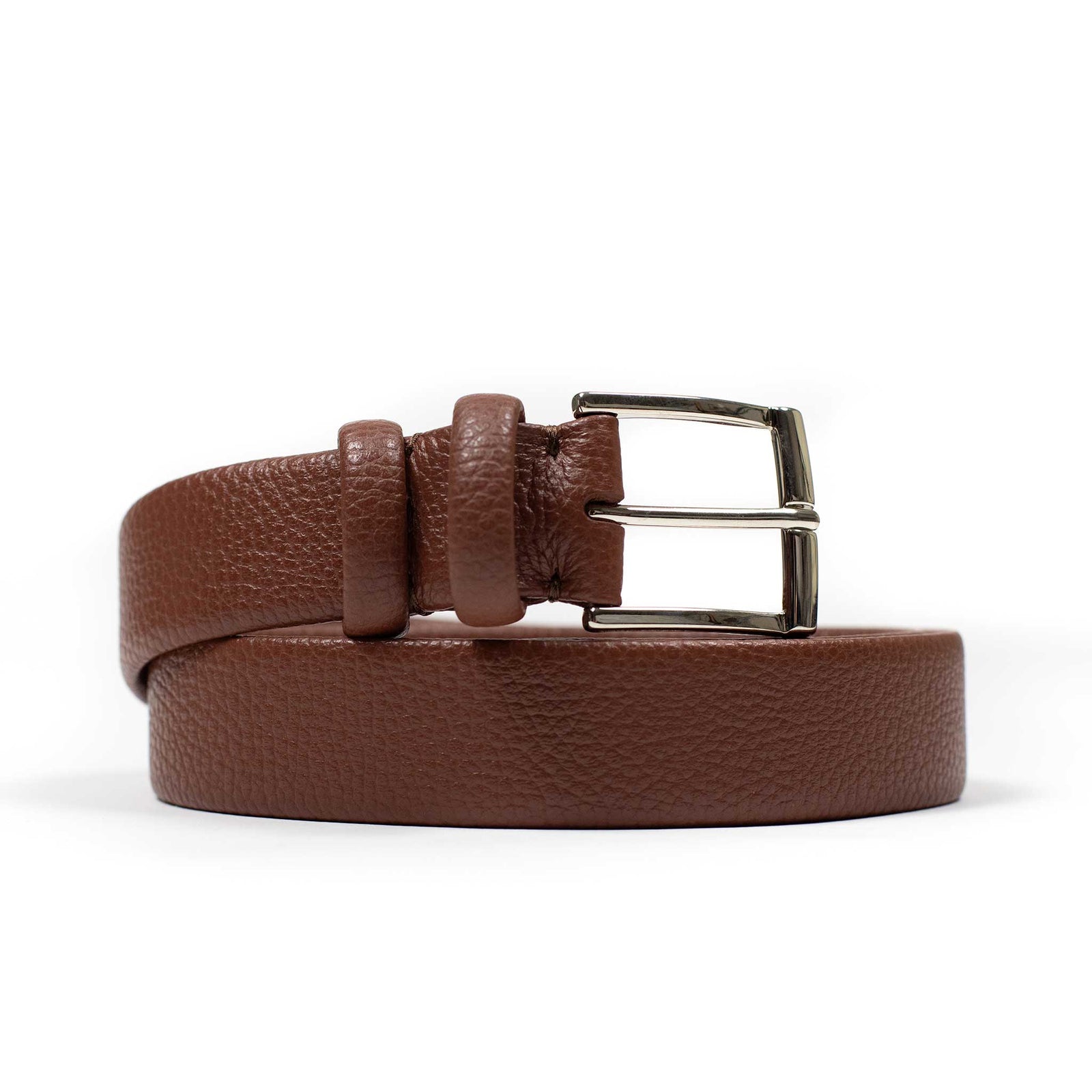 Brown Soft Calf Tubo Tubular Dress Belt