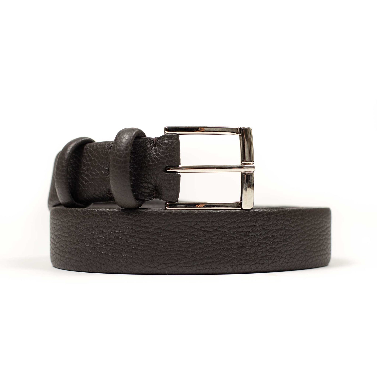 Dark Brown Soft Calf Tubo Tubular Dress Belt
