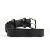 Black smooth calf "tubo" tubular dress belt