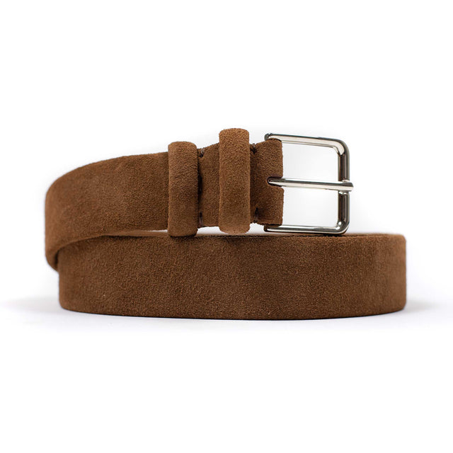 Brown suede "tubo" tubular dress belt