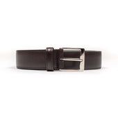 Dark Brown Saffiano Leather Dress Belt