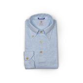 Exclusive Buttoned Collar Long Sleeve Polo Shirt In Pale Cotton Pique