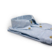 Exclusive Buttoned Collar Long Sleeve Polo Shirt In Pale Cotton Pique