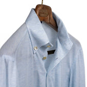 Exclusive Buttoned Collar Long Sleeve Polo Shirt In Pale Cotton Pique