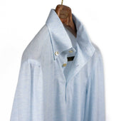 Exclusive Buttoned Collar Long Sleeve Polo Shirt In Pale Cotton Pique