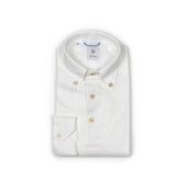 Exclusive Buttoned Collar Long Sleeve Polo Shirt In Cotton Pique