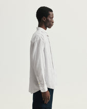 Amer Eastern Button Down Shirt Poplin With Black Embroidered Pencil Stripes