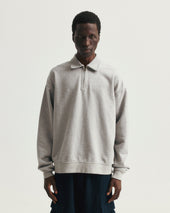 COLLAN ZIP COLLAR SWEATSHIRT - PRACTICE HEATHER 19oz. ALL COTTON LOOPBACK TERRY FLEECE