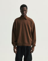 COLLAN ZIP COLLAR SWEATSHIRT - FONDENTE BROWN 19oz. ALL COTTON LOOPBACK TERRY FLEECE
