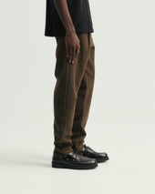 JIAN SINGLE PLEAT PANT - FONDENTE BROWN HANDSPUN COTTON CANVAS