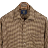 Abstract Pied Poule shirt in tan and brown cotton flannel