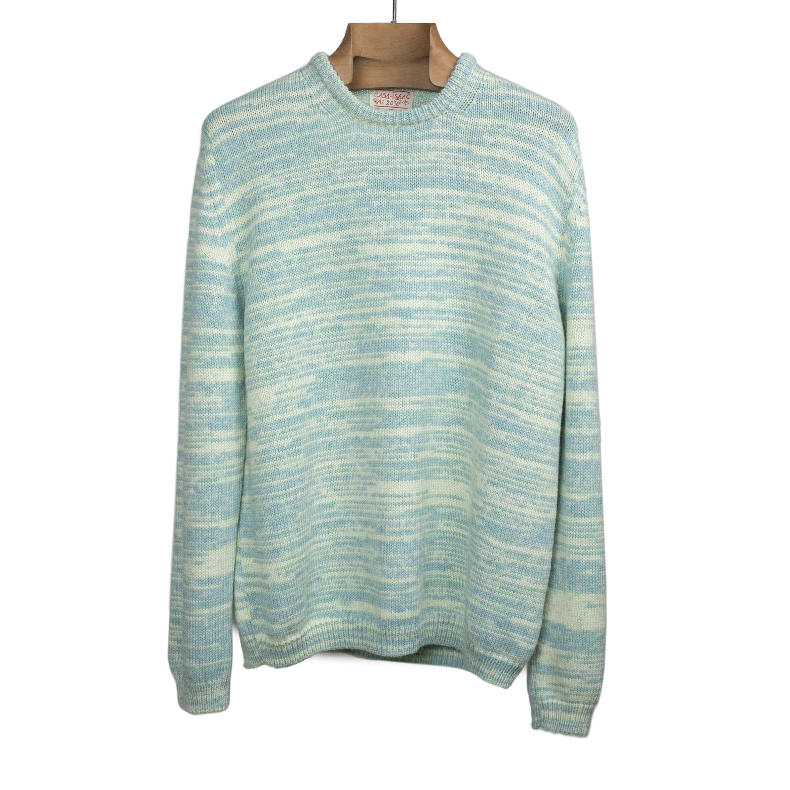 Crewneck Sweater In Green Mineral Dyed Merino Wool And Baby Alpaca