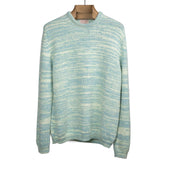 Crewneck sweater in jade green mineral-dyed merino wool and baby alpaca