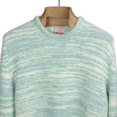 Crewneck Sweater In Green Mineral Dyed Merino Wool And Baby Alpaca