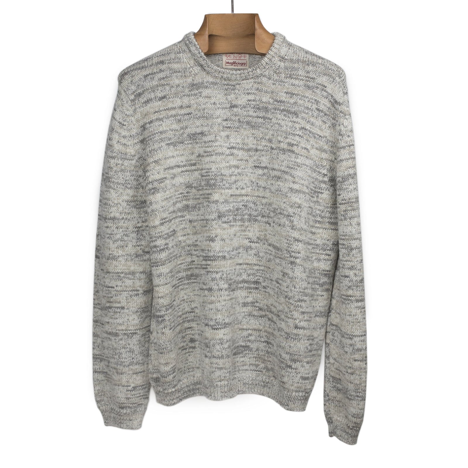 Crewneck Sweater In Opalis Grey Mineral Dyed Merino Wool And Baby Alpaca