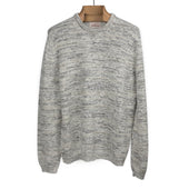 Crewneck sweater in opalis grey mineral-dyed merino wool and baby alpaca