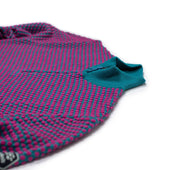 Half Zip Sweater In Fuchsia And Petrol Two Tone Bubble Stitch Merino Wool