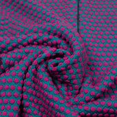Half Zip Sweater In Fuchsia And Petrol Two Tone Bubble Stitch Merino Wool