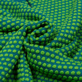 Half Zip Sweater In Green And Petrol Blue Two Tone Bubble Stitch Merino Wool