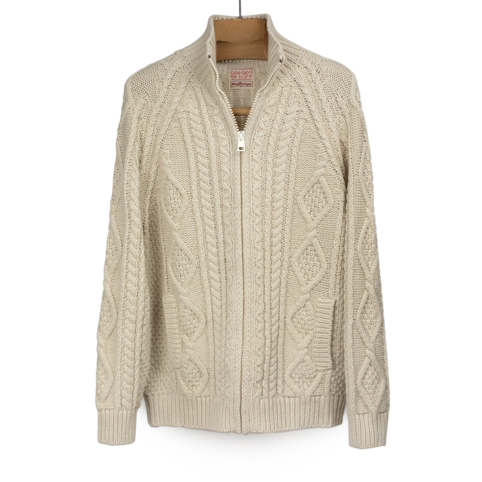 Cabled Zip Jacket In Rope Wool And Cashmere