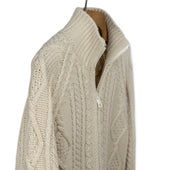 Cabled Zip Jacket In Rope Wool And Cashmere