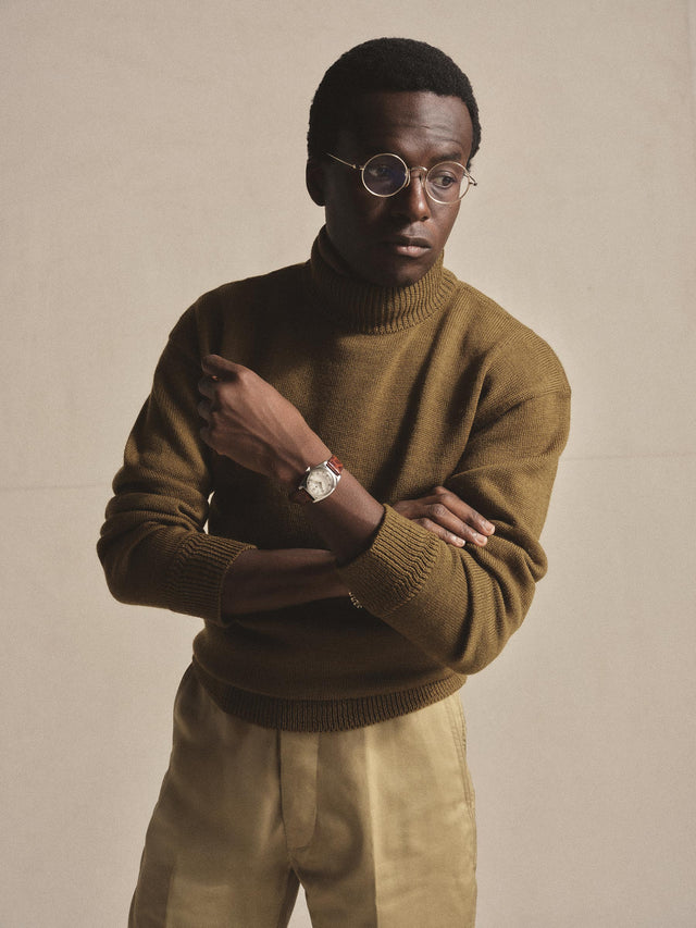 Brown Anatomica Mock Neck Sweater